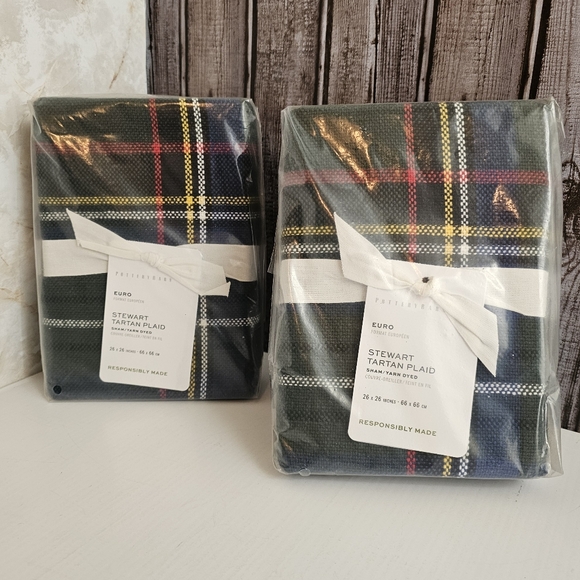 Pottery Barn Stewart Plaid Cotton Euro Shams - Picture 2 of 6